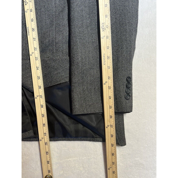 Stafford 46R Gray Herringbone Lambswool Tweed Blazer Sport Coat 3/2 Roll - Picture 12 of 14